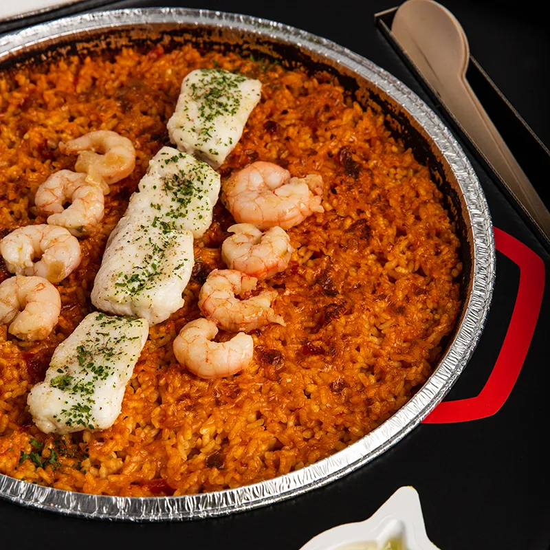 Arroz con gambas y merluza