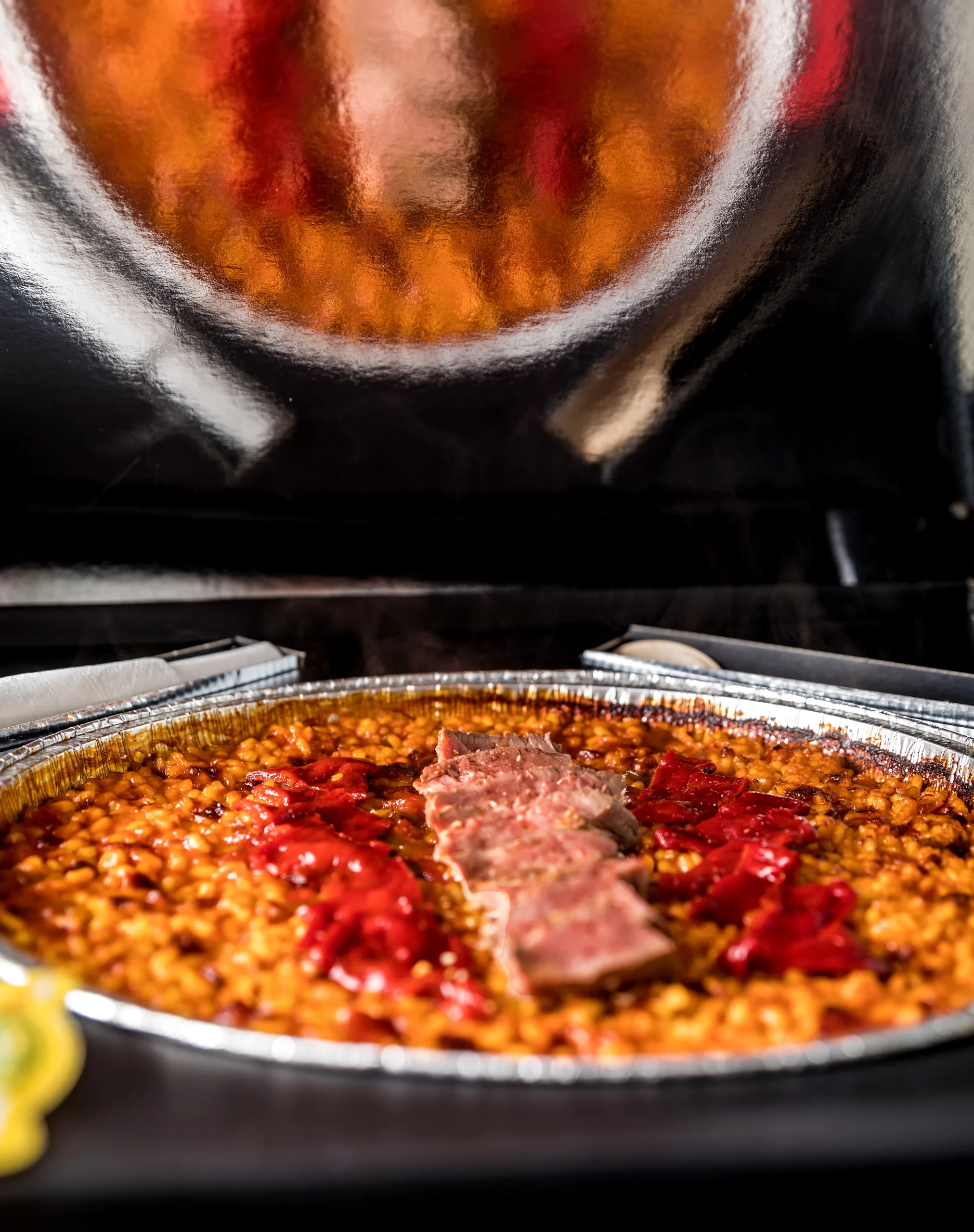 Arroz con solomillo y pimientos